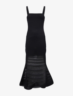 SIMKHAI: Vallarie Semi-Sheer Woven Midi Dress