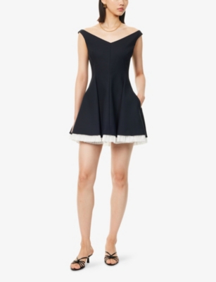 SIMKHAI: Dorothie Pleated Cotton-Blend Mini Dress
