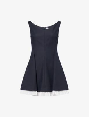 SIMKHAI: Dorothie Pleated Cotton-Blend Mini Dress