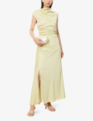 SIMKHAI: Burke Draped Satin Midi Dress
