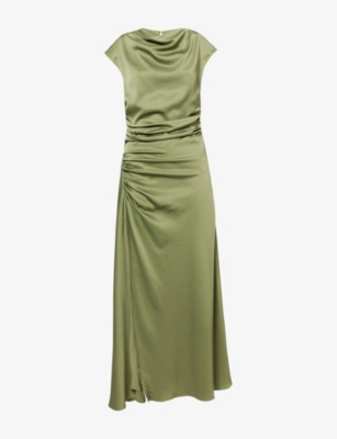 Simkhai Womens Olive Burke Draped Satin Midi Dress In Green
