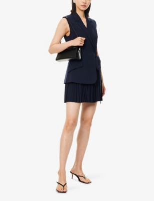 Simkhai Womens Midnight Eman Pleated Woven Mini Dress In Navy