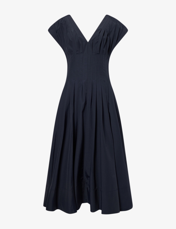 Nina Pleated Cotton-Blend Midi Dress