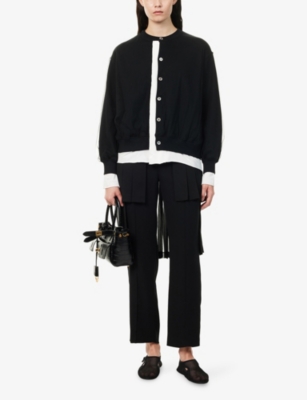 UNDERCOVER: Mesh-Layered Round-Neck Cotton-Knit Cardigan