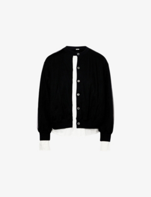 UNDERCOVER: Mesh-Layered Round-Neck Cotton-Knit Cardigan