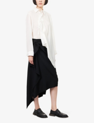 Regulation Yohji Yamamoto Womens Black Two-way Suspender Wool Midi Skirt In Black