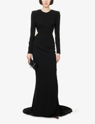 Stella Mccartney Womens Black Open-back Long-sleeves Stretch-woven Maxi Dress In Black