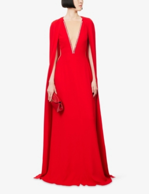 Stella Mccartney Womens Lipstick Red Draped Sleeveless Woven Maxi Dress In Red