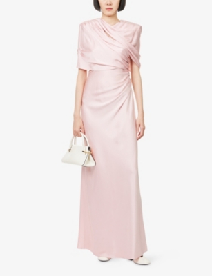 Stella Mccartney Womens Petal Rose Cape Sleeveless Stretch-woven Gown In Pink