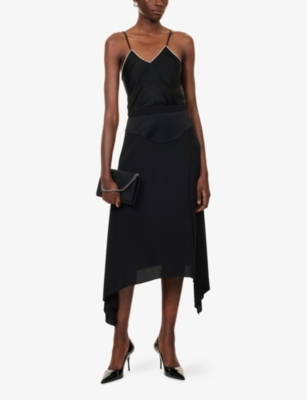 STELLA MCCARTNEY: Asymmetric-Hem High-Rise 6Silk Midi Skirt