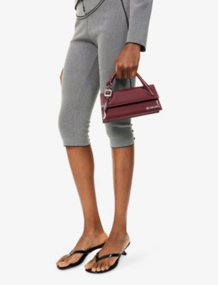 Jacquemus Burgundy Brusched Leather Le Chiquito Long Boucle Handbag In Burgundy