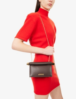 Jacquemus Womens Midnight Brown The La Petite Rond Carré Leather Shoulder Bag In Brown