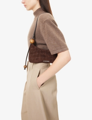 Jacquemus Womens Dark Brown Le Bisou Perle Suede Shoulder Bag In Brown