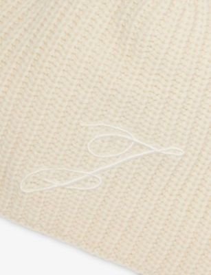 Jacquemus Womens Off-white Espiral Ribbed Wool Beanie In Neutral