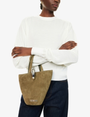 Jacquemus Womens Khaki The Bambola Small Suede Top Handle Bag In Brown