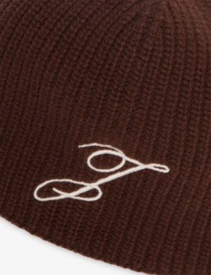 Jacquemus Le Bonnet Espiral Ribbed Wool Beanie In Brown