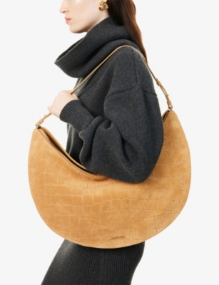 Jacquemus Womens Camel The Ovalo Suede Shoulder Bag In Brown