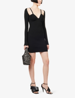 NENSI DOJAKA: Contour Long-Sleeves Knitted Mini Dress