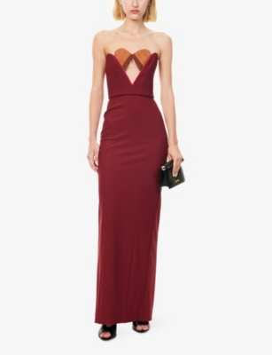 NENSI DOJAKA: Heart-Neckline Strapless Woven Maxi Dress