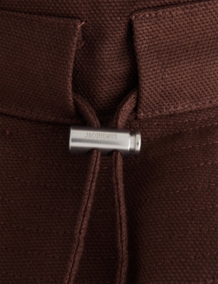 Jacquemus Mens Brown Le Bob Artichaut Logo-plaque Cotton Bucket Hat In Brown