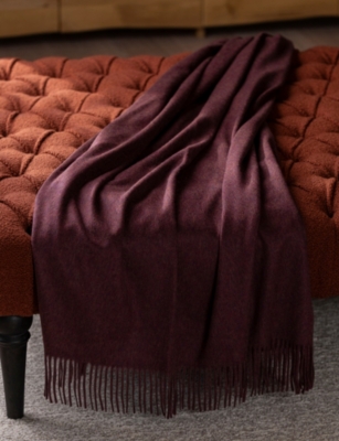 JOHNSTONS OF ELGIN: Plain Cashmere Throw 190cm x 140cm