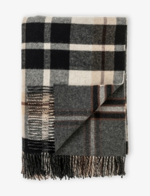 JOHNSTONS OF ELGIN: Checked Double-Faced Wool Throw 190cm x 140cm