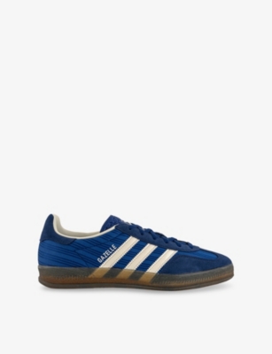 ADIDAS: Gazelle Indoor Pinstriped Satin and Suede Low-Top Trainers