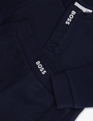 Hugo Boss Navy Logo-print Two-piece Stretch Cotton-jersey Set 3-18 In Blue