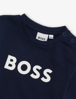 Hugo Boss Navy Logo-print Short-sleeve Cotton T-shirt 6 Months-3 Year In Blue