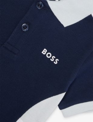 Hugo Boss Navy Short-sleeve Cotton-jersey Polo Shirt 3-36 Month In Blue