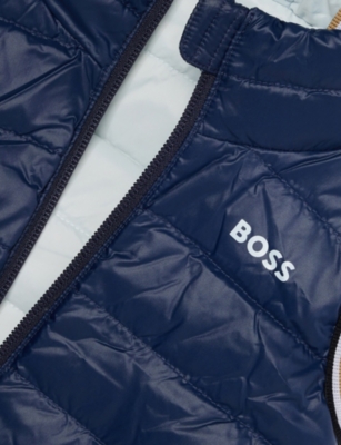 Hugo Boss Pale Blue Reversible Sleeveless Shell-down Puffer Gilet 2-18 In Blue