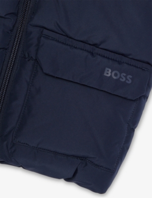 Hugo Boss Navy Logo-print Padded Shell Puffer Jacket 2-18 In Blue