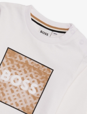 Hugo Boss White Crewneck Logo-print Cotton-jersey Sweatshirt 6 Months - 3 Year In White