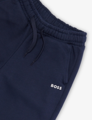 Hugo Boss Navy Straight-leg Cotton-blend Jogging Bottoms 4-16 In Blue