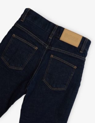 Hugo Boss Raw Denim Brand-patch Straight-leg Denim Jeans 4-16 In Blue