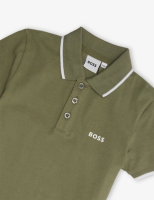 BOSS: Logo-Print Short-Sleeve Cotton Polo Shirt 4-16 Years