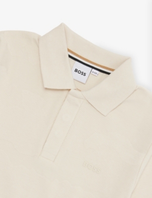 Hugo Boss Short-sleeves Stretch-cotton Polo Shirt 4- In Neutral
