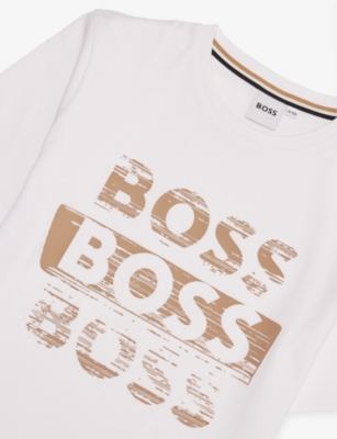 Hugo Boss White Logo-print Cotton-jersey T-shirt 4-14 In White