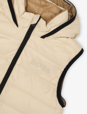 Hugo Boss Sand Hooded Quilted Shell-down Vest 4-16 In Brown