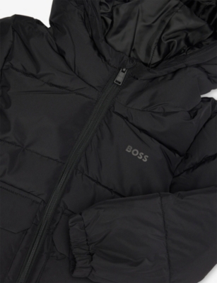Hugo Boss Black Logo-print Quilted Shell Puffer Jacket 4-16 In Black