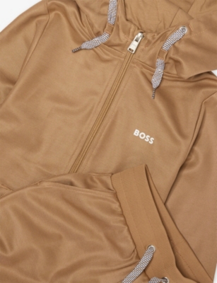 Hugo Boss Cookie Logo-print Striped Cotton Blend Tracksuit Set 4 - In Brown