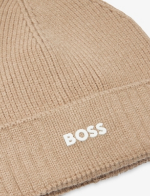 BOSS: Kids' Brand-Patch Knitted Beanie