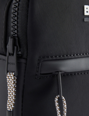 BOSS: Striped Woven Cross-Body Bag