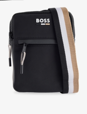 BOSS: Striped Woven Cross-Body Bag