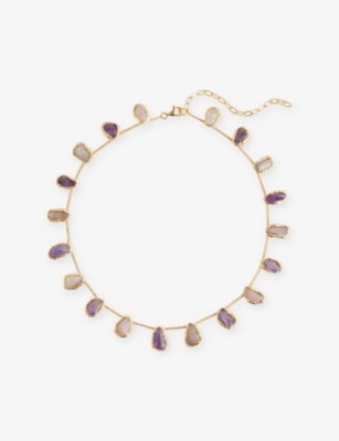 Tea & Tequila Womens Multicoloured Mini Crystal 22ct Yellow Gold-plated Brass And Gemstone Necklace