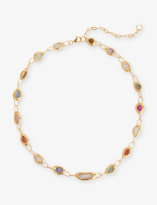 Rainbow 22ct Yellow Gold-Plated Brass And Gemstone Necklace