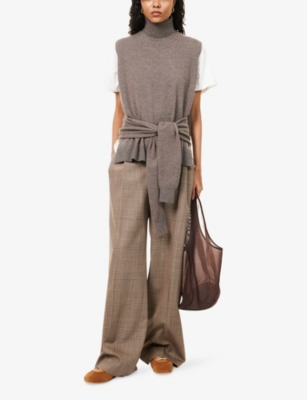 Rohe Frames Womens Mud Melange Double-layered Turtle-neck Wool-blend Top
