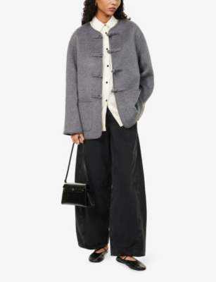 Rohe Frames Womens Mid Grey Melange Round-neck Patch-pocket Wool-and-cashmere Jacket In Gray