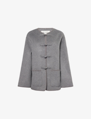 Rohe Frames Womens Mid Grey Melange Round-neck Patch-pocket Wool-and-cashmere Jacket In Gray