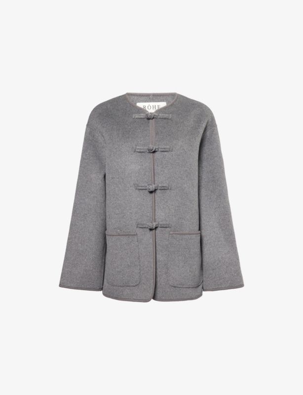 Round-Neck Patch-Pocket Wool-And-Cashmere Jacket
